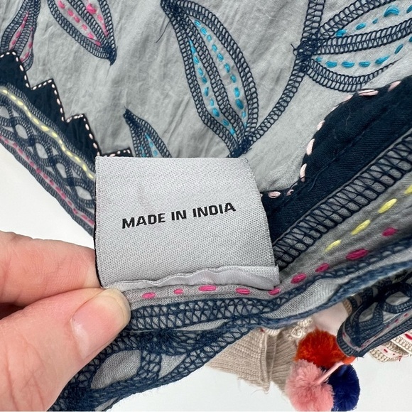 Vrisa Hand Made in India Cotton Embroidered Scarfs Dupatta Lot of 2 - Picture 8 of 10